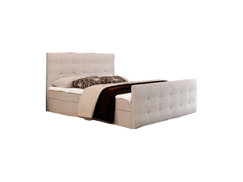 Manželská postel Boxspring 180 cm Milagros Comfort 2 (béžová) (s matrací a úložným prostorem)