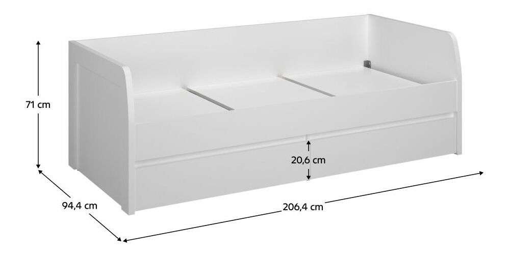 Jednolůžková postel 90 ERODIN (bílá) (s roštem)