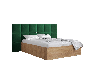 Manželská postel s čalouněným čelem 160 cm Brittany 4 (dub craft zlatý + zelená) (s roštem)