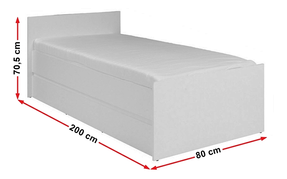 Jednolůžková postel 80 cm Cortez C 08 (dub sonoma) (s roštem)