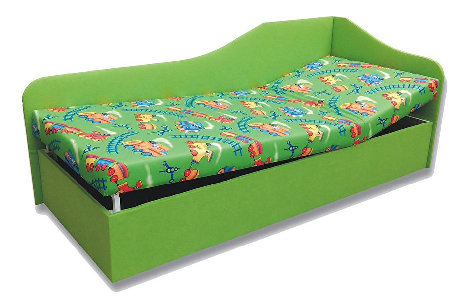Jednolůžková postel (válenda) 80 cm Abigail (Vláček 4 + Zelená X101) (P)