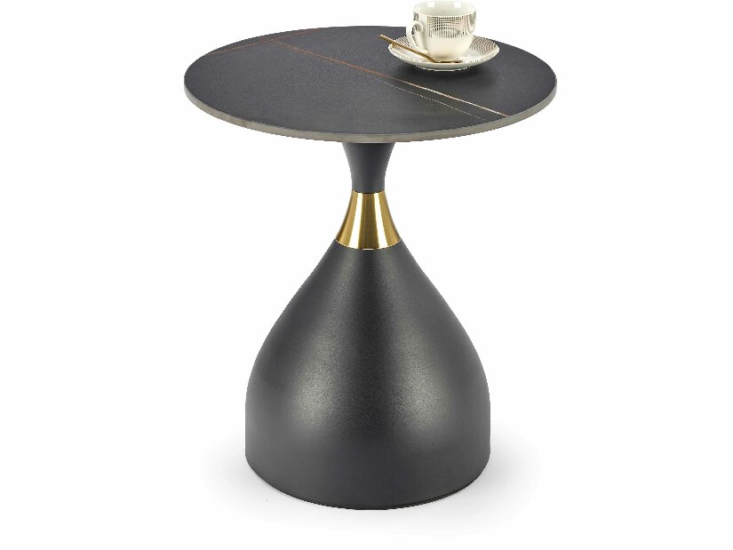 Konferenční stolek Suena (mramor černý + černá + zlatá)