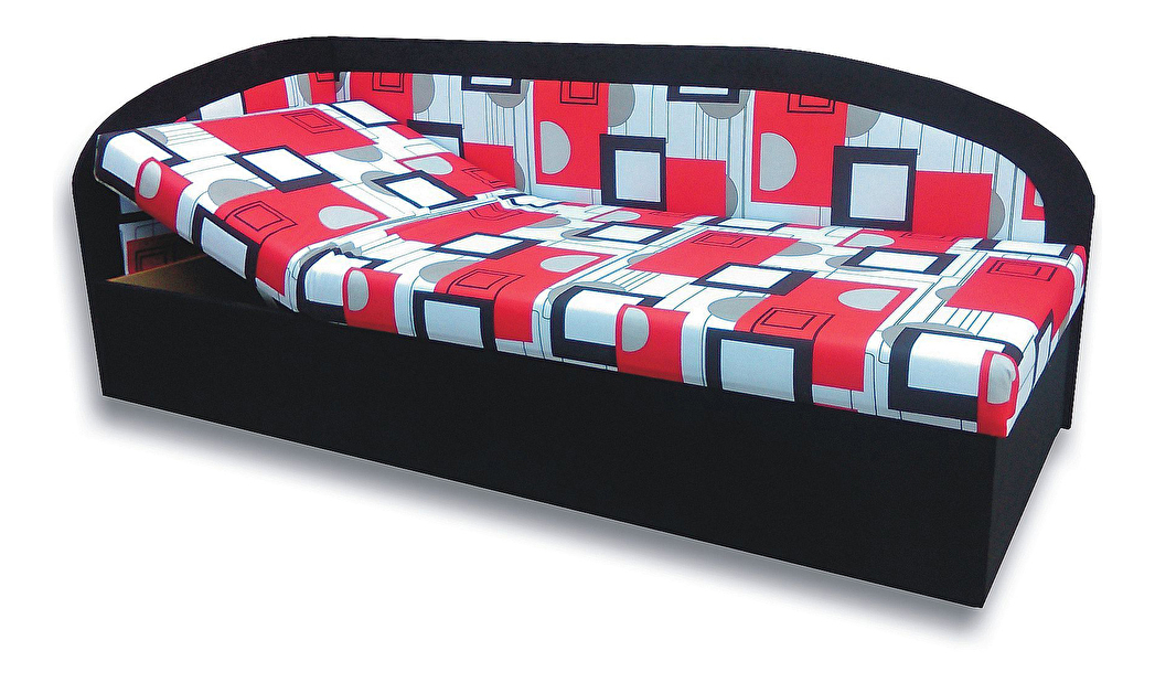 Jednolůžková postel (válenda) 90 cm Krista (Černá 39 + Otawa 1a) (L)