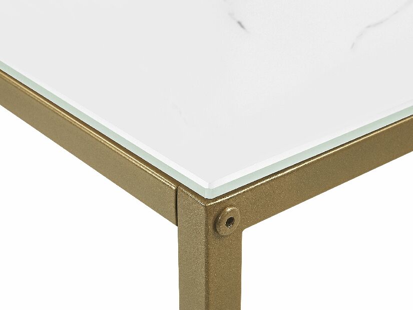 Příruční stolek DELAND (bílá + zlatá)