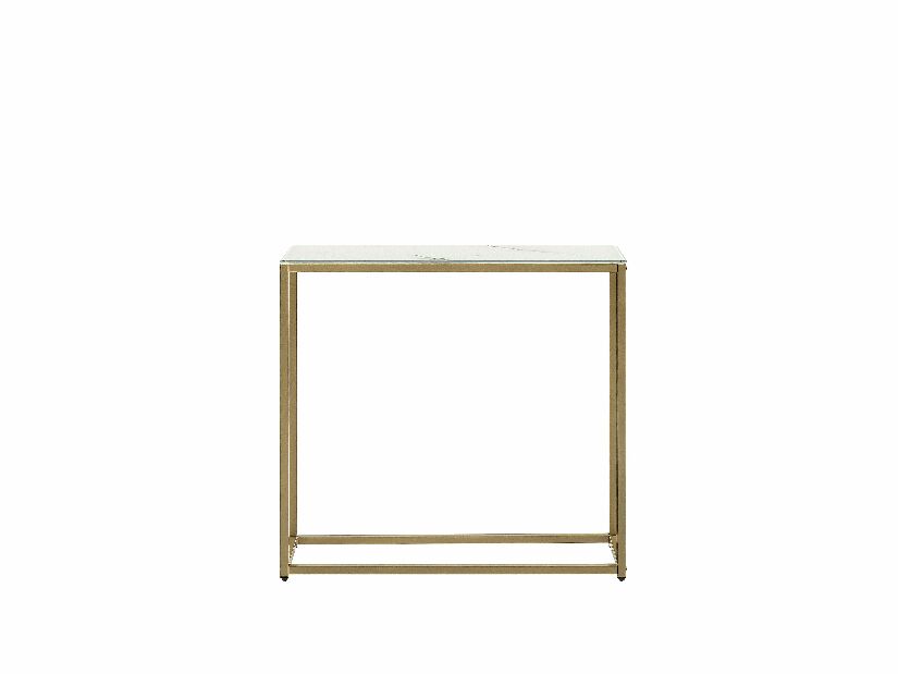 Příruční stolek DELAND (bílá + zlatá)