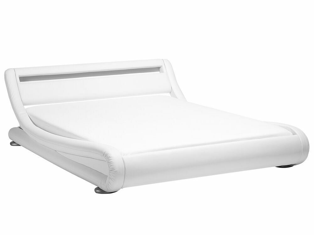Manželská postel 180 cm AVENUE (s roštem a LED osvětlením) (bílá)