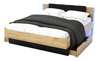 Manželská postel 160 cm Lewell (s úl. prostorem) (craft zlatý + černá)