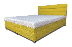 Manželská postel 160 cm Rebeka (s pěnovými matracemi) (hořčičná)