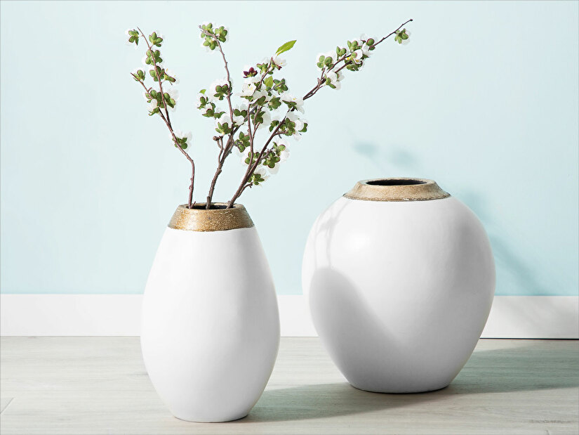 Váza CORIBA 32 cm (keramika) (bílá)