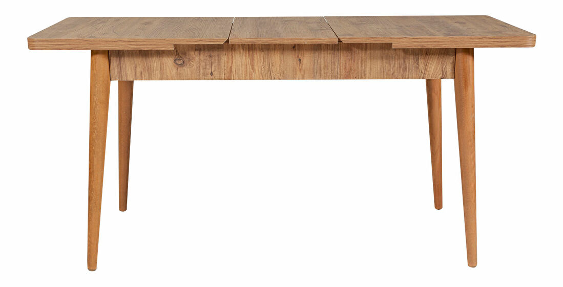 Rozkládací jídelní stůl se 2 židlemi a lavicí Vlasta (borovice antlantic + šedá)