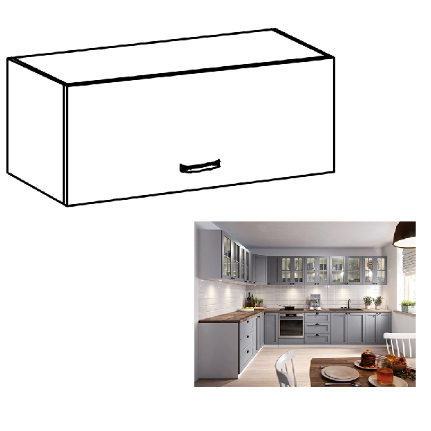 Horní kuchyňská skříňka G80K Lanaya (bílá + šedá matná)
