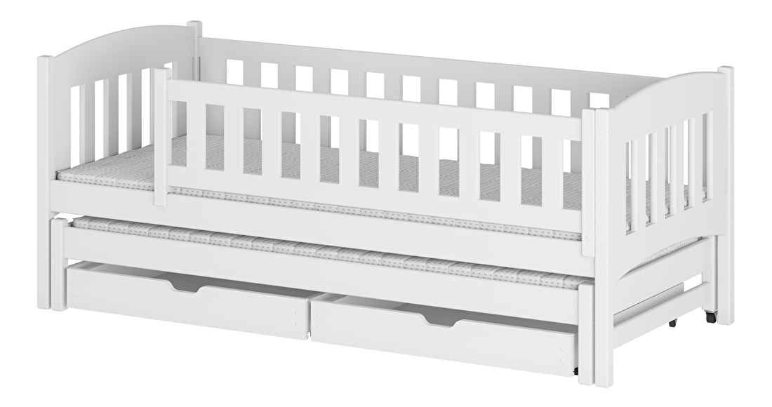 Dětská postel 80 cm Amalia (s roštem a úl. prostorem) (bílá)