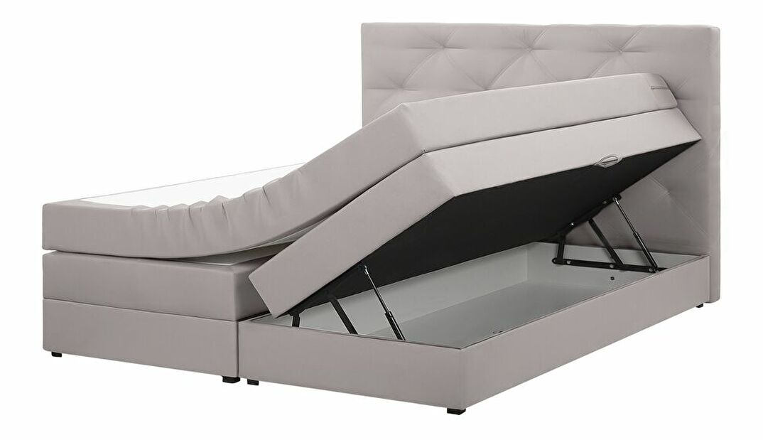 Kontinentální postel 180 cm MILADY (šedá) (s matrací a úložným prostorem)