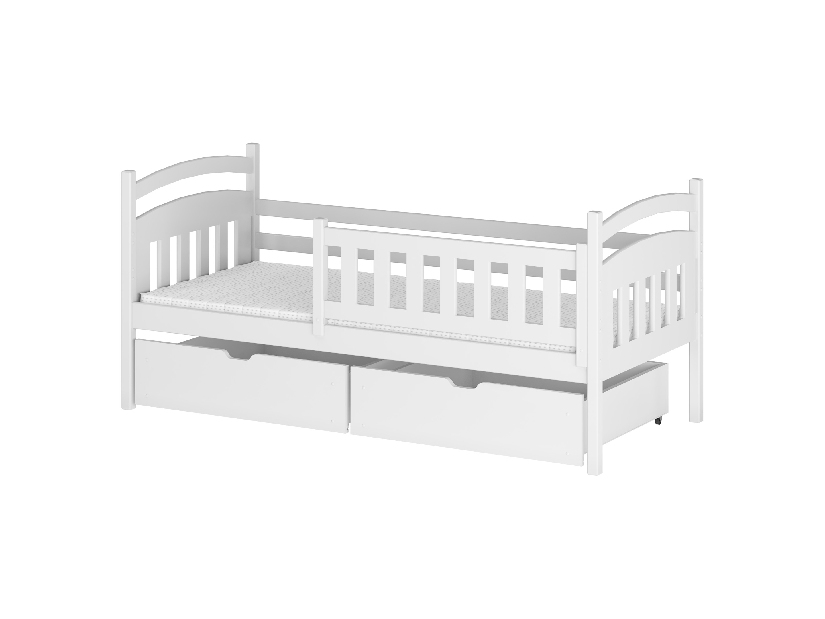 Dětská postel 80 cm Tarra (s roštem a úl. prostorem) (bílá)