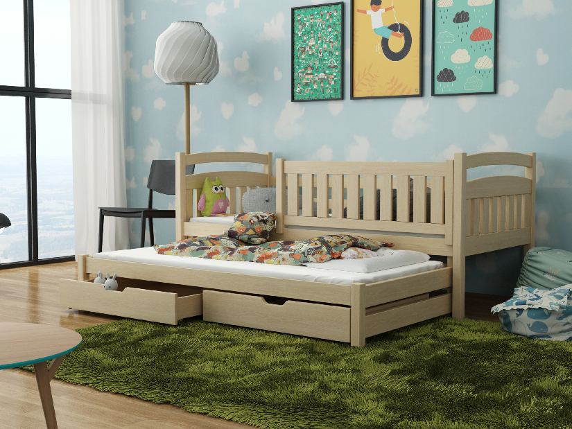 Dětská postel 80 cm GLYNDA (s roštem a úl. prostorem) (borovice)