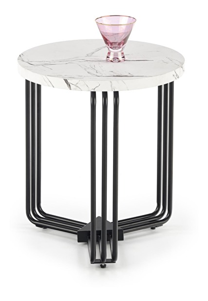 Konferenční stolek Anecca S (bílý mramor + černá)