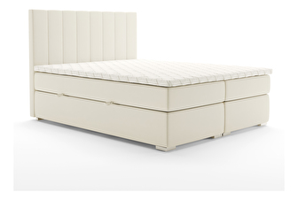Manželská postel Boxspring 160 cm Pugno (smetanová) (s úložným prostorem)
