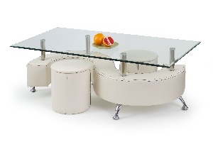 Konferenční stolek Noe 3 H bílá (s taburetky) (bílá)