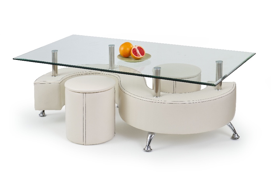 Konferenční stolek Noe 3 H bílá (s taburetky) (bílá)
