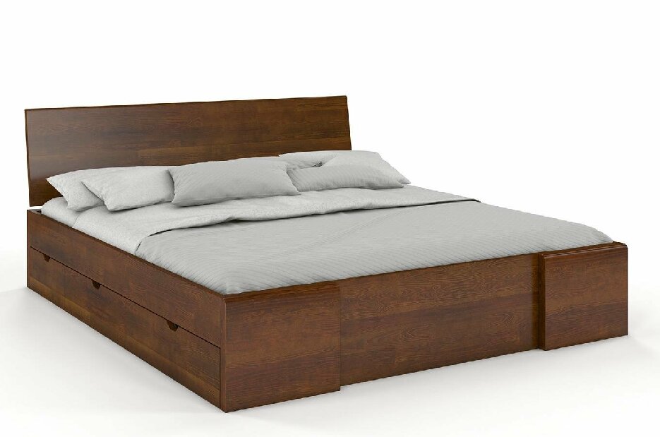 Manželská postel 200 cm Naturlig Blomst High Drawers (borovice) (s roštem)