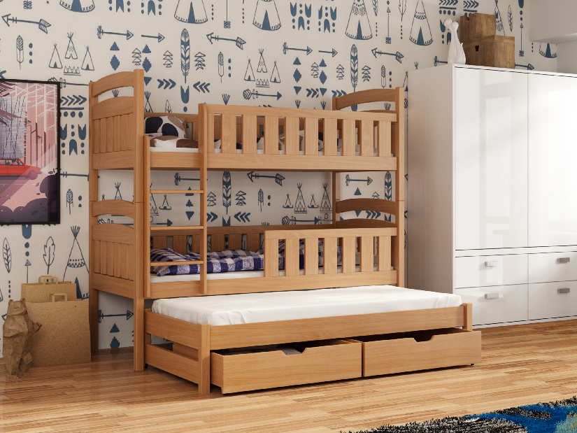 Dětská postel 90 cm ANNETT (s roštem a úl. prostorem) (buk)