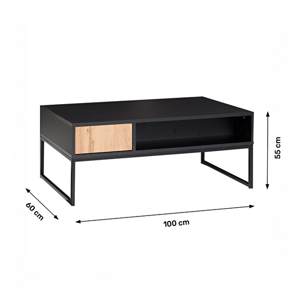 Konferenční stolek typ 10 Marlana (černá + dub wotan)