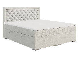 Manželská postel Boxspring 160 cm Bohem (slonovinová) (s matrací a úl. prostorem)