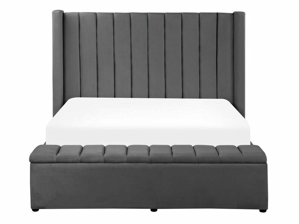 Manželská postel 140 cm NAIROBI (textil) (šedá) (s roštem)