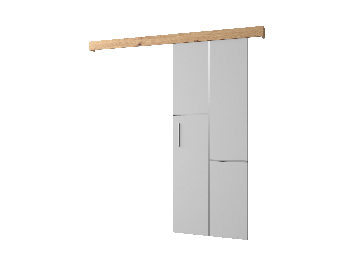Posuvné dveře 90 cm Sharlene VII (bílá matná + dub artisan + stříbrná)