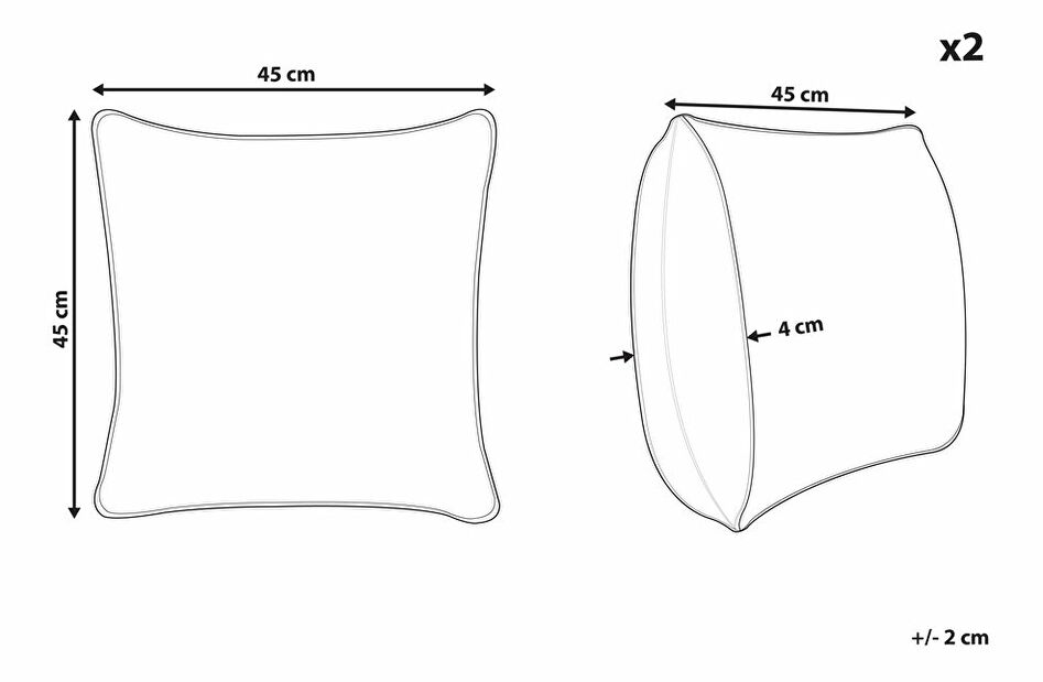 Sada 2 ozdobných polštářů 45 x 45 cm Twed (bílá)