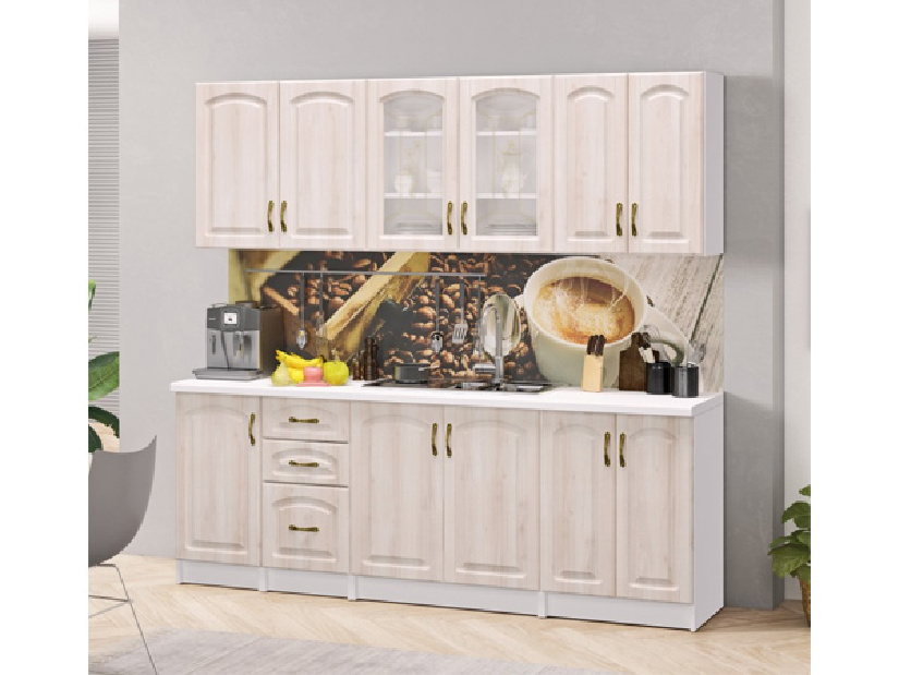 Horní kuchyňská skříňka Abram AL12/D80ZL (dub samoa + cappuccino + bílý lesk)