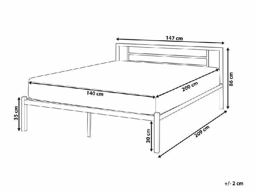 Manželská postel 140 cm Cush (černá) (s roštem)