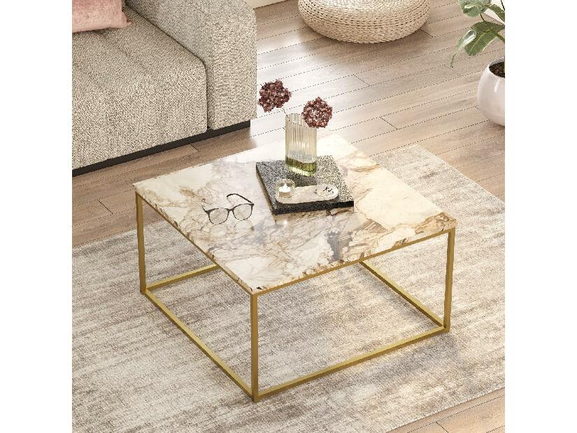 Konferenční stolek Val (bílá + zlatá)