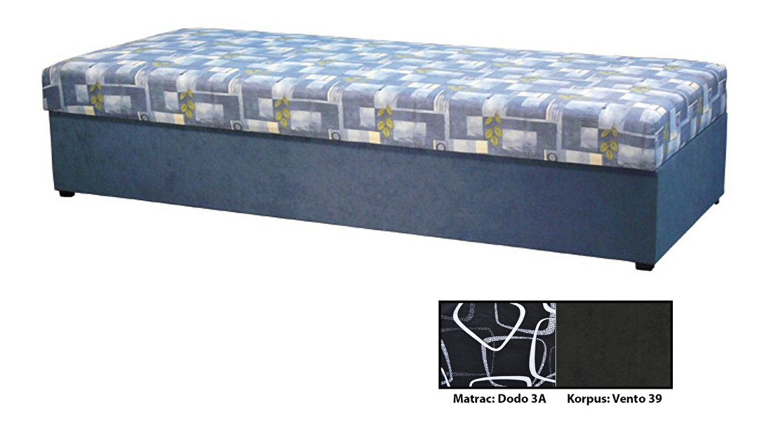Jednolůžková postel (válenda) 80 cm Kasvo (s molitanovou matrací) (černá) *výprodej