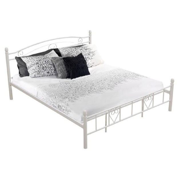 Manželská postel 180 cm Birie (s roštem) (bílá)