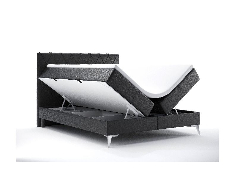 Kontinentální postel 180 cm Miror (černá ekokůže) (s úložným prostorem)