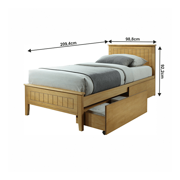 Jednolůžková postel 90 cm Minea (Dub) (s roštem) *výprodej