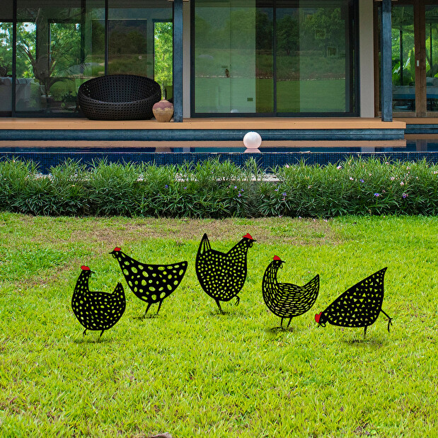 Dekorativní sada kovových doplňků do zahrady Chick (černá)