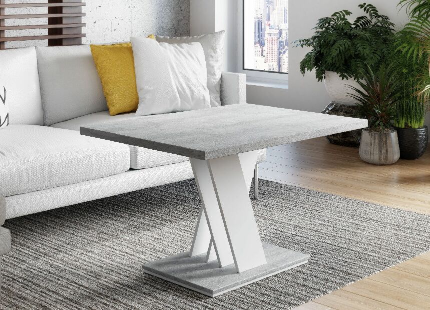 Konferenční stolek Mabea (bílá + kámen)