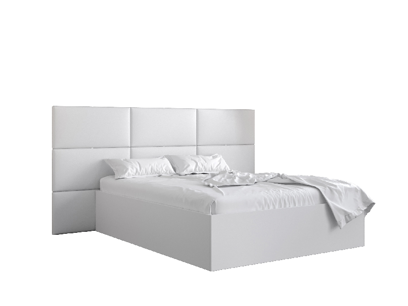 Manželská postel s čalouněným čelem 160 cm Brittany 2 (bílá matná + bílá) (s roštem)