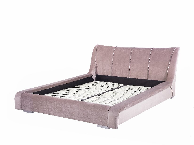 Manželská postel 180 cm NICE (s roštem) (růžová sametová)