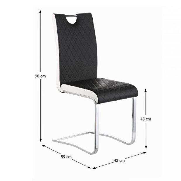 Jídelní židle Imane (černá + bílá + chrom)