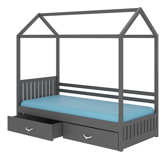 Dětská postel 200x90 cm Rosie I (s roštem a matrací) (grafit)