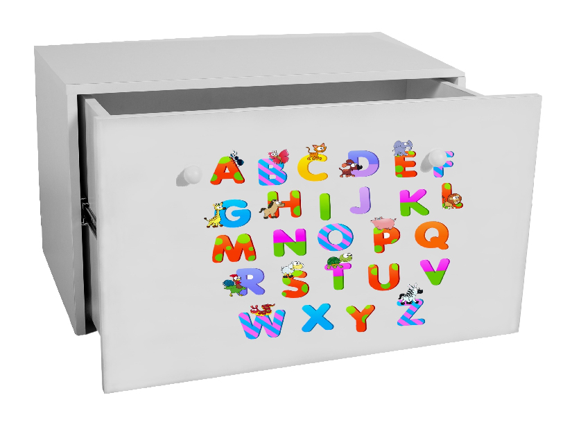 Úložný box pro děti Ione (bílá + písmena)