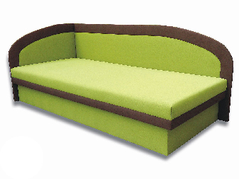 Jednolůžková postel (válenda) 90 cm Melvin (Devon 001 zelená + Devon 009 hnědá) (L)