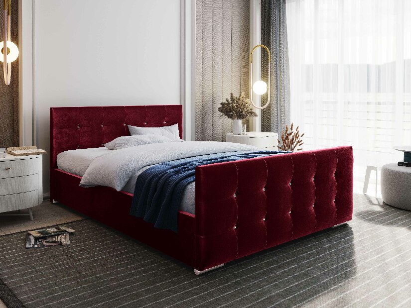 Manželská postel 160 cm Darrin (bordó) (s roštem a úložným prostorem)