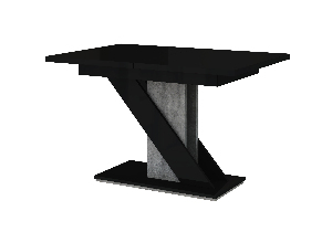 Jídelní stůl Mevenis (lesk černý + kámen) (pro 4 až 6 osob)