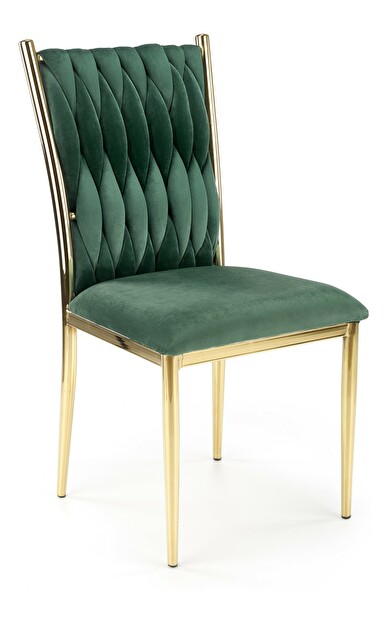 Jídelní židle Klomm (tmavě zelená + zlatá)