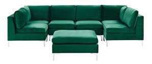 Rohová sedací souprava U EVENA (zelená) (s taburetem) (pro 6 osob)