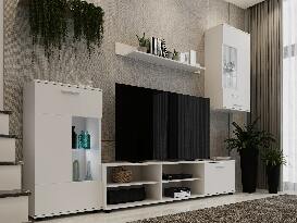 Obývací stěna s LED Frantal (bílá) 